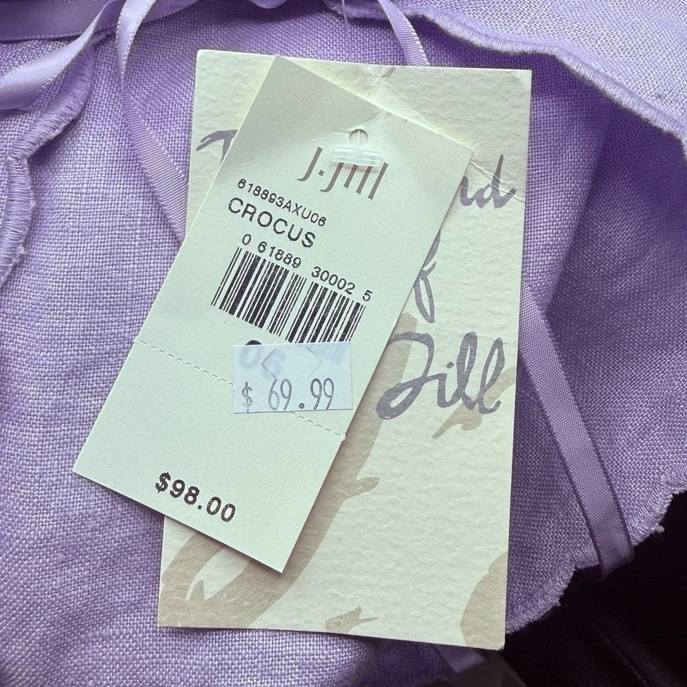 NWT J. Jill Linen Maxi Skirt Size 6 Lavender Purple Floral Embroidered Scallop